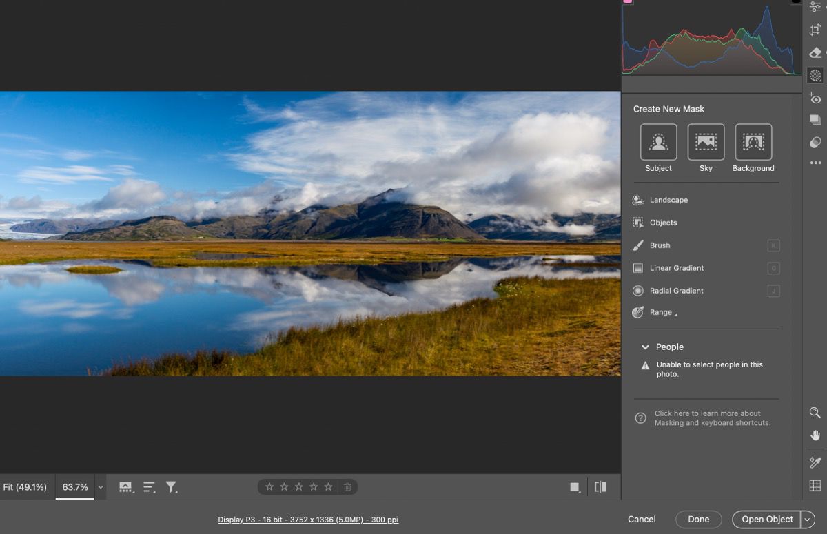Adobe documentation screenshot of the Camera Raw Masking panel