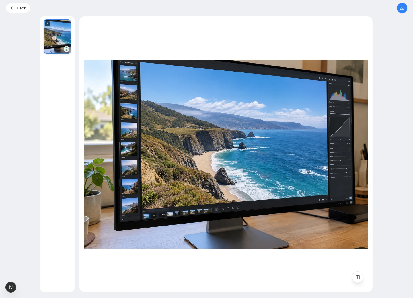 Actual completed result editor with the comparison control in the lower right