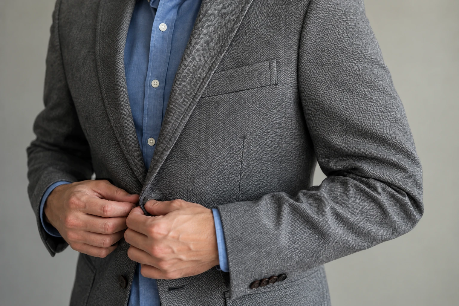 AI-generated cleaned jacket comparison with neutral herringbone texture