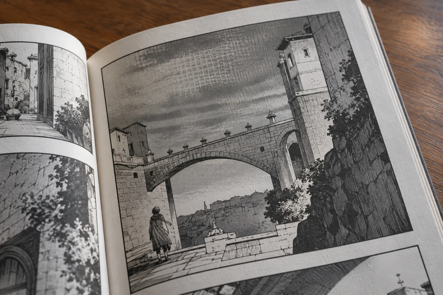 Printed manga page with unwanted interference across the screentones