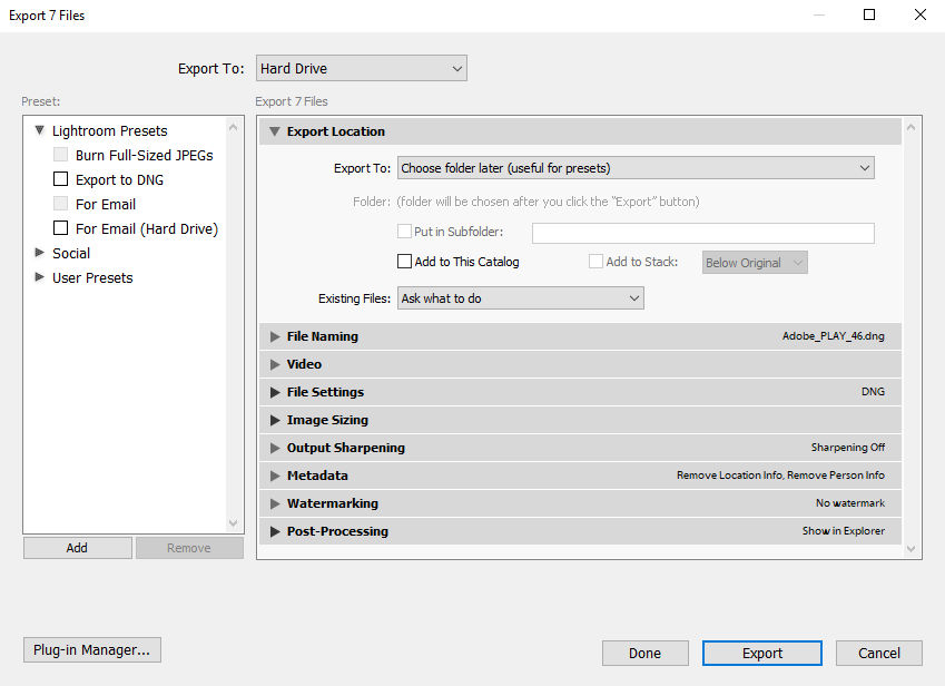 Adobe documentation screenshot of the Lightroom Classic Export dialog