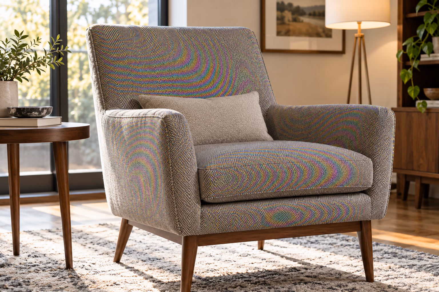 Correct moire on upholstered furniture before enhancement