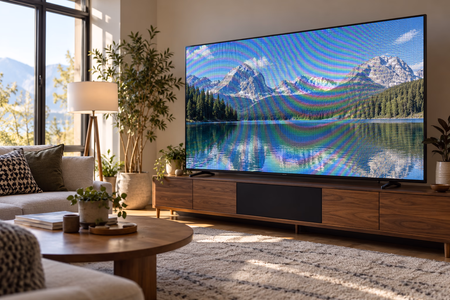 Clean rainbow waves from televisions before enhancement